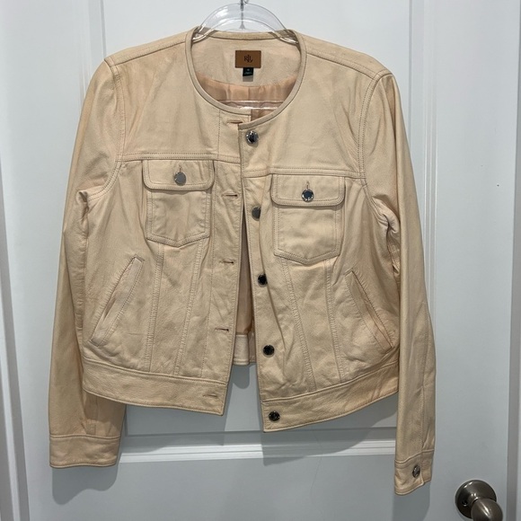 Lauren Ralph Lauren Lambskin Leather Jacket Size 12 - Picture 1 of 15